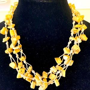 Tan Square Beaded Rope Necklace